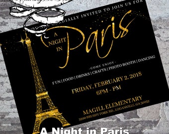 A Night in Paris School Dance Invitation