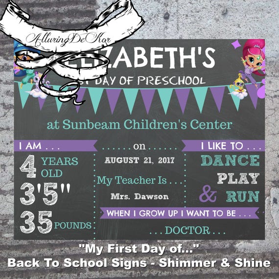 My First Day of... Back To School Sign - Shimmer & Shine Il_570xn