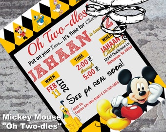 Mickey Mouse Invitation: "Oh Two-dles" Birthday Invitation