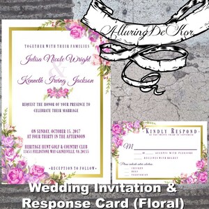Invitación de la boda y juego de tarjetas de respuesta