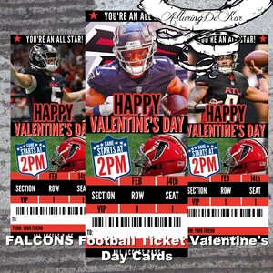 Tarjeta de San Valentín con entradas de fútbol (FALCONS) - DESCARGA INMEDIATA