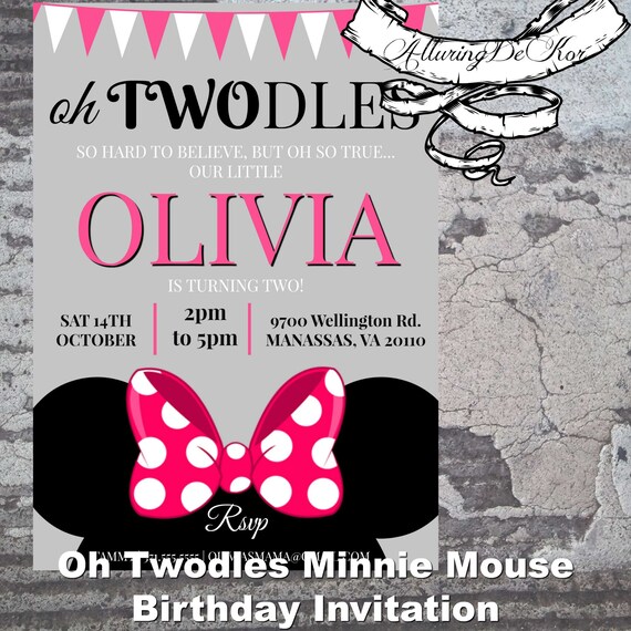 Oh Twodles Minnie Mouse Birthday Invitation Il_570xn