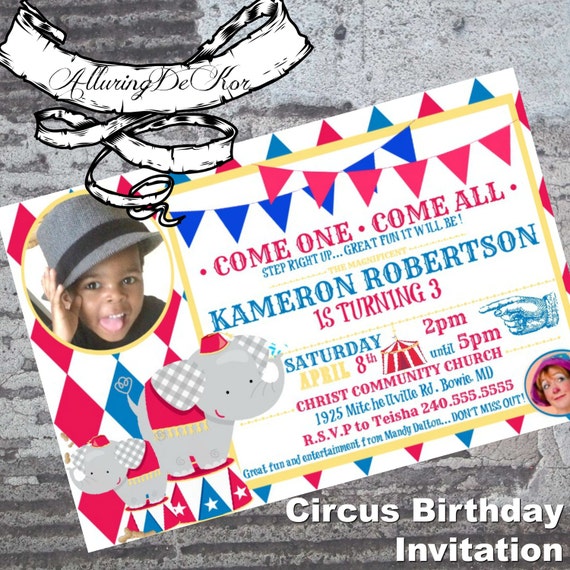 Circus Birthday Invitation (with Photo) Il_570xn