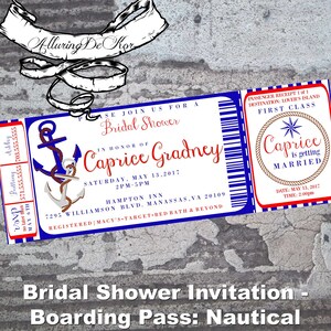 Bridal Shower Invitation-carte d’embarquement : nautique