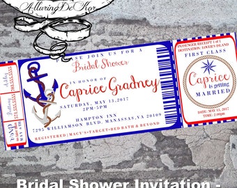 Bridal Shower Invitation-Boarding Pass: Nautical