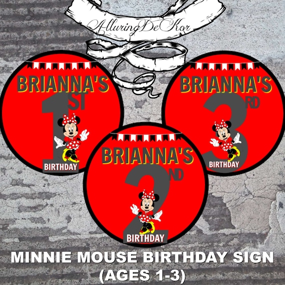 Minnie Mouse Birthday Sign (ages 1-3) Il_570xn