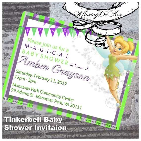 tinkerbell baby shower invitations