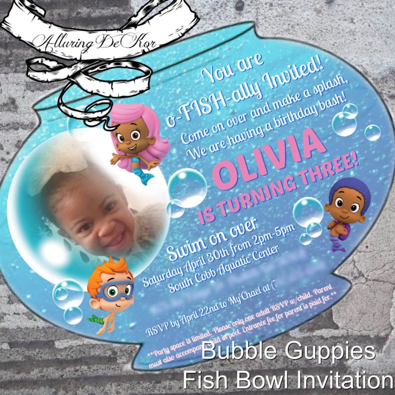 Bubble Guppies Fish Bowl Invitation Etsy