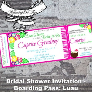 Bridal Shower Invitation-carte d’embarquement : Luau