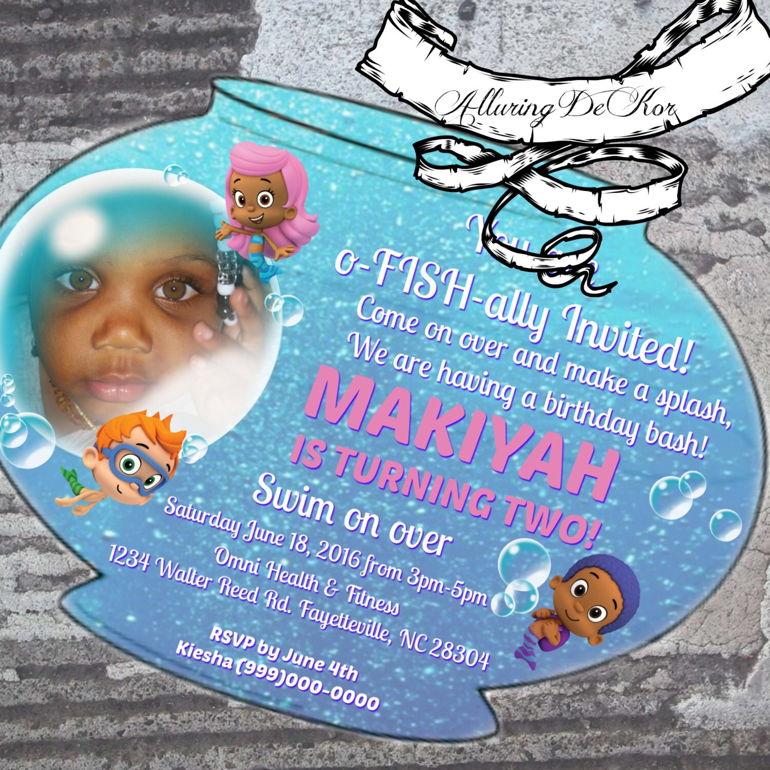 Bubble Guppies Fish Bowl Invitation Etsy