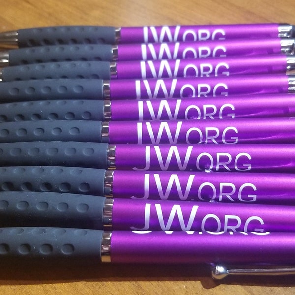 SPÉCIAL - Nouvelle couleur - 10 stylos jw.org (stylet) avec poignée en caoutchouc, « Un excellent cadeau pour les pionniers »