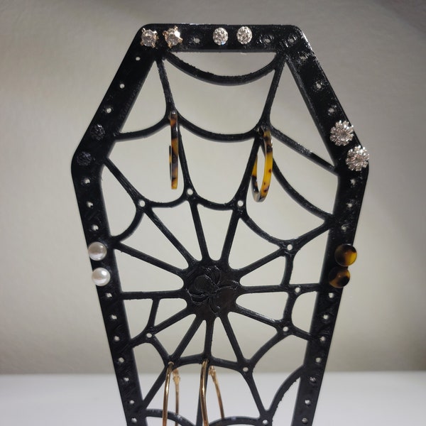 Coffin Spiderweb Earring Display | Earring Stand | Earring Tree | Earring Holder | Earring Display | Jewelry Stand | Jewelry Organizer