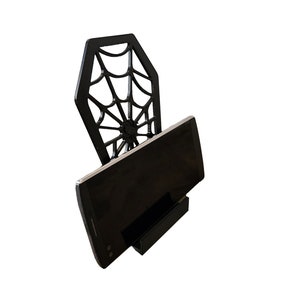 Coffin Phone Stand Spiderweb Display | Gothic Display | Coffin Cell Phone Stand Holder | Gothic Decor