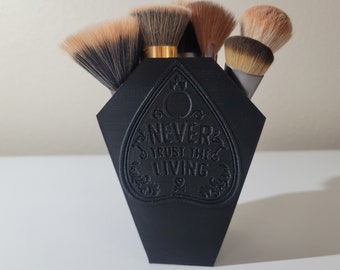 Coffin Makeup Brush Holder with Spirit Board Ouija Board Planchette | Coffin Brush Holder | Coffin Decor | Gothic Makeup Organizer | Goth