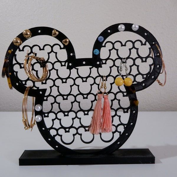 Black Disney Mickey Mouse Pattern Earring Stand | Earring Tree | Earring Holder | Earring Display | Jewelry Stand | Jewelry Organizer