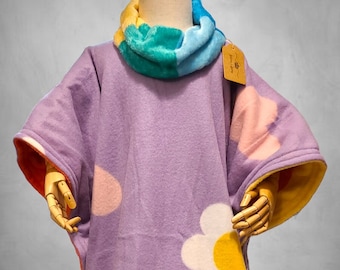Car Seat Safe Poncho Personalized Reversible Carka Baby Infant Toddler  Fleece Flower Heart Stripe Rainbow Purple Pink Soft Cozy Winter