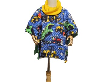 Car Seat Safe Poncho Personalized Reversible Carka Baby Infant Toddler Dump Truck Tractor Red Blue Green Orange Fleece Soft Warm B2Q