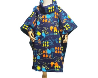 Car Seat Safe Poncho Personalized Reversible Carka Baby Infant Toddler Dinosaur T-Rex Blue Green Orange Fleece Soft Warm B2Q