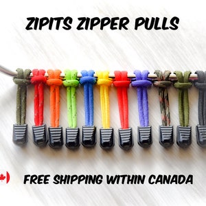 Paracord Zipits™  Zipper Pulls 4 or 8 Pack - FREE SHIPPING // Easy Pulls for Kids & Seniors // Luggage ID // Hiking-Camping // Be Seen