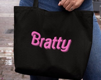 Brat Tote Bag: Pink Doll Font, Organic Cotton