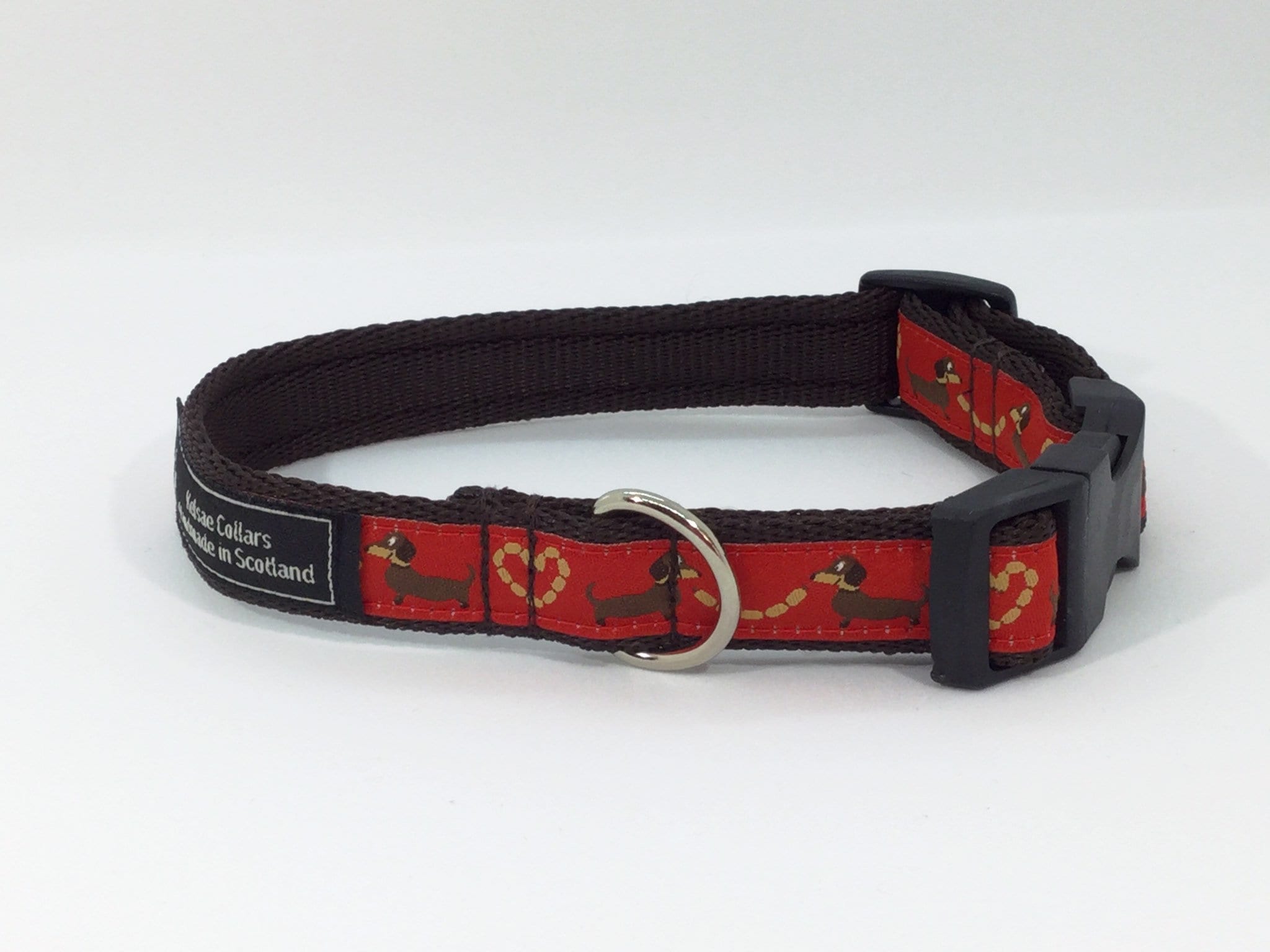 Red Dachshunds Dog Lead , handcrafted , matching luxury dog collar to