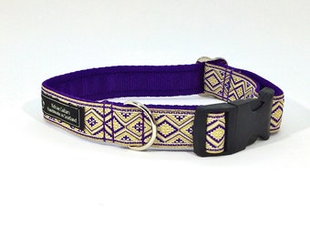 Glitzy Dog Collar, made in Scotland, handcrafted , jacquard ribbon, luxury, dog, pets, Lurex