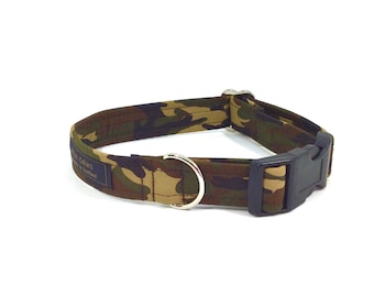 Camouflage dog collar in Brown, Green, Grey or Blue,luxury dog collar, Dogs, Pets, made in Scotland, camouflage