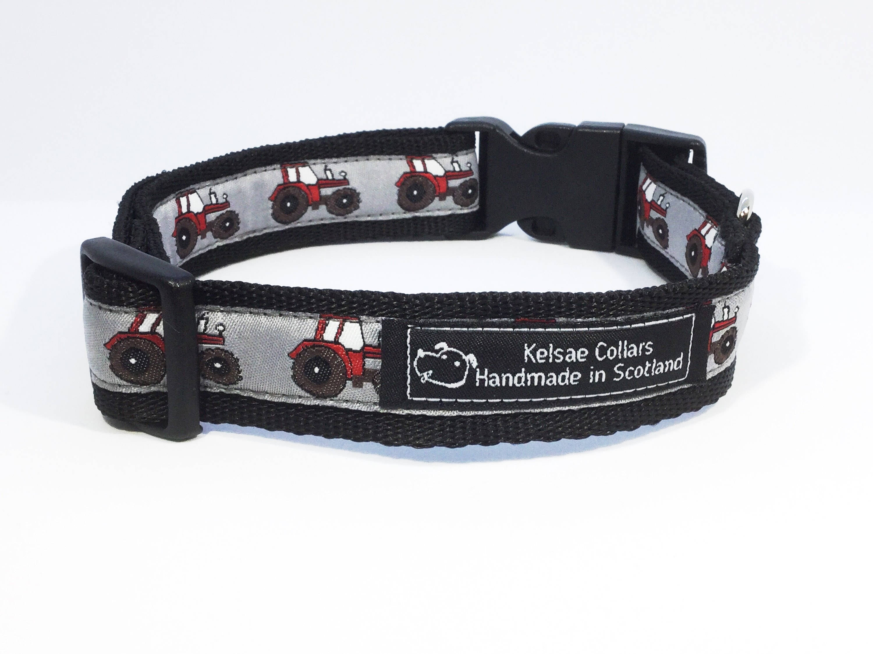 Red Tractors on Green, Grey or Blue, tractor, luxury dog collar, luxury