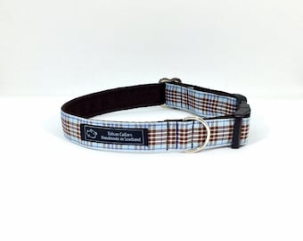 Blueberry collar, made in Scotland, Scottish clans, plaids, dogs, pets, tartan ribbon, blueberry tartan