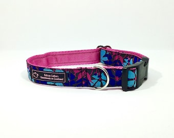 Flowers (1) collar,handcrafted , luxury dog collar, luxury dog leash to match available , dogs , pets, made in Scotland, Kelsae