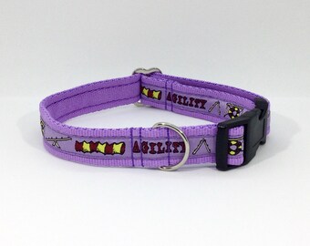 Lilac Agility collar, handcrafted , luxury dog collar,dogs , pets, agility competition