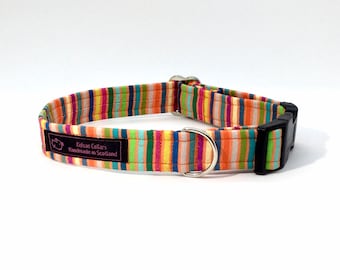 Stripes on Orange dog collar, made in Scotland, luxury dog collar, Dogs, Pets,