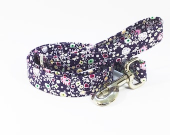 Flora Lead in Lilac, floral, dog collars, pets, dogs, leash, handcrafted