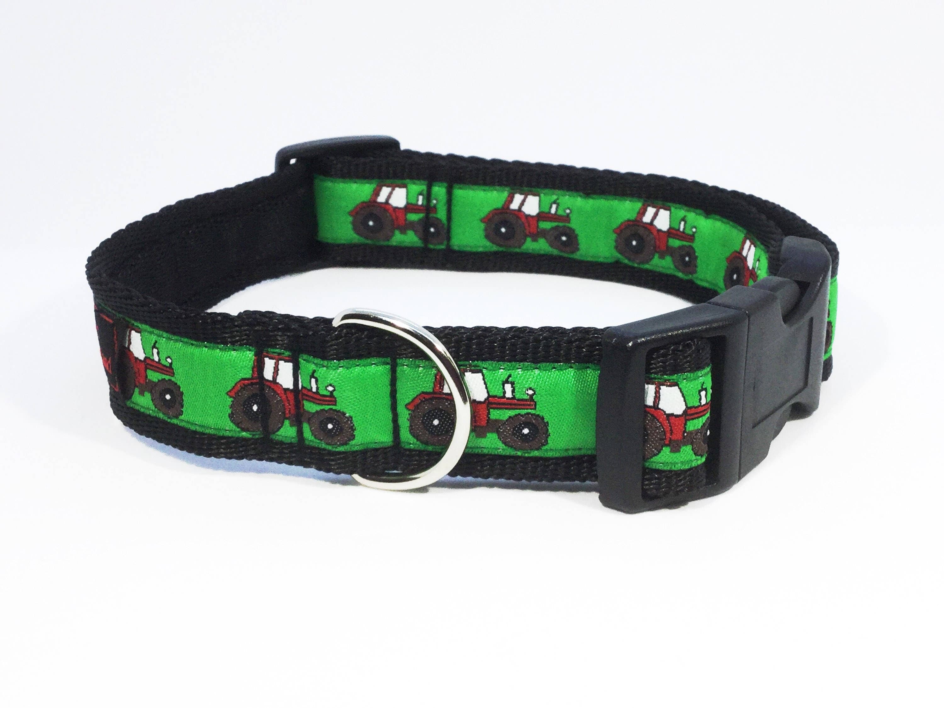 Red Tractors on Green, Grey or Blue, tractor, luxury dog collar, luxury