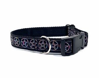 Pentagram Dog Collar, handcrafted , luxury dog collar, luxury dog leash to match available ,made in Scotland, Wiccan