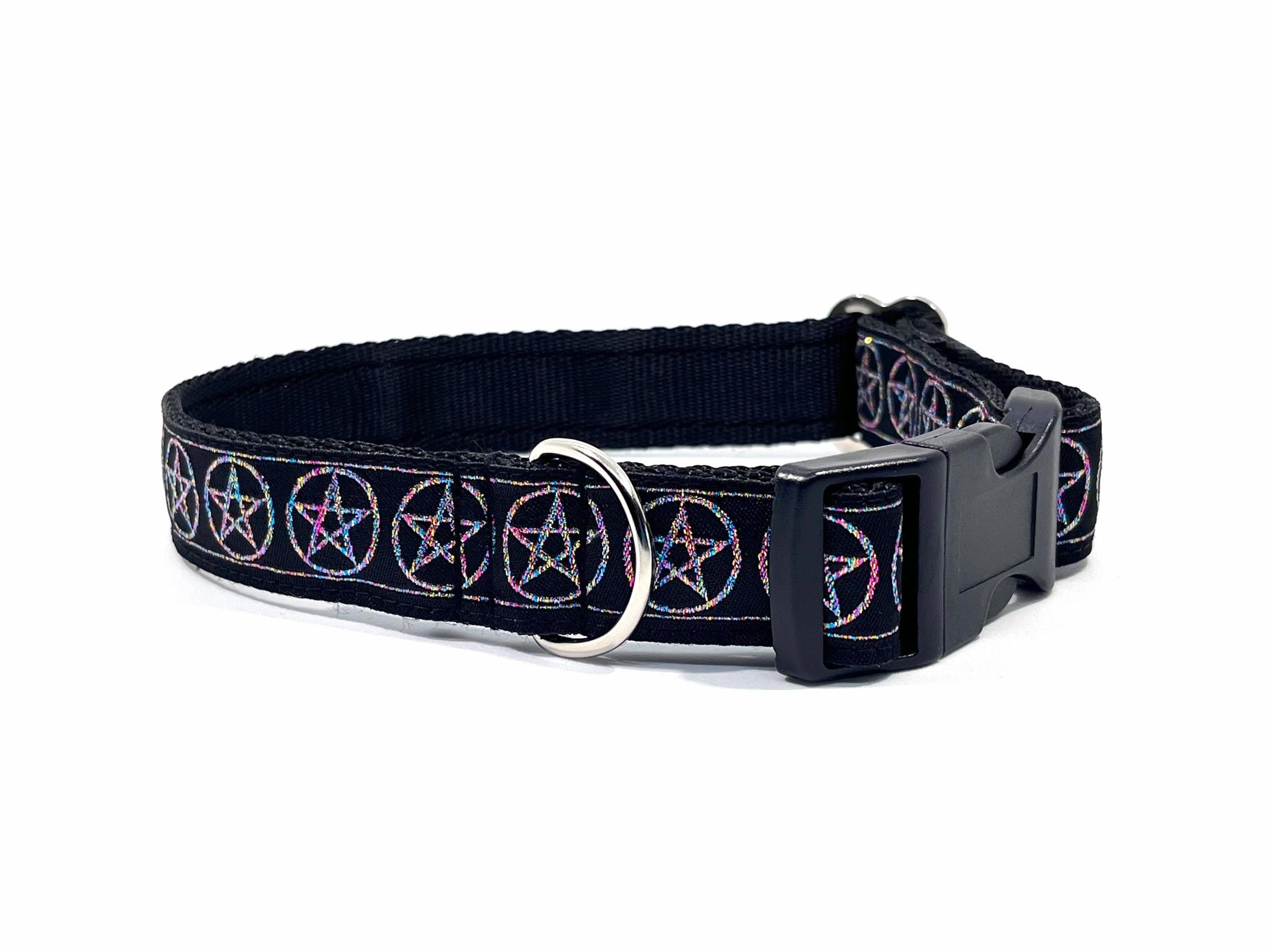 Pentagram Dog Collar, handcrafted , luxury dog collar, luxury dog leash to  match available ,made in Scotland, Wiccan