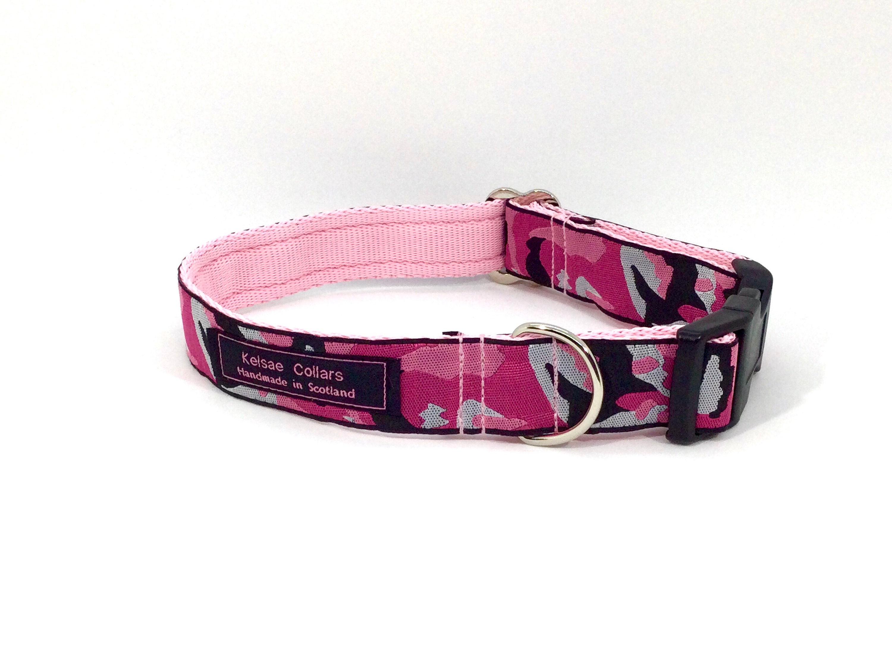 Camo Lead in Pink Handcrafted Matching Luxury Dog Collar to 