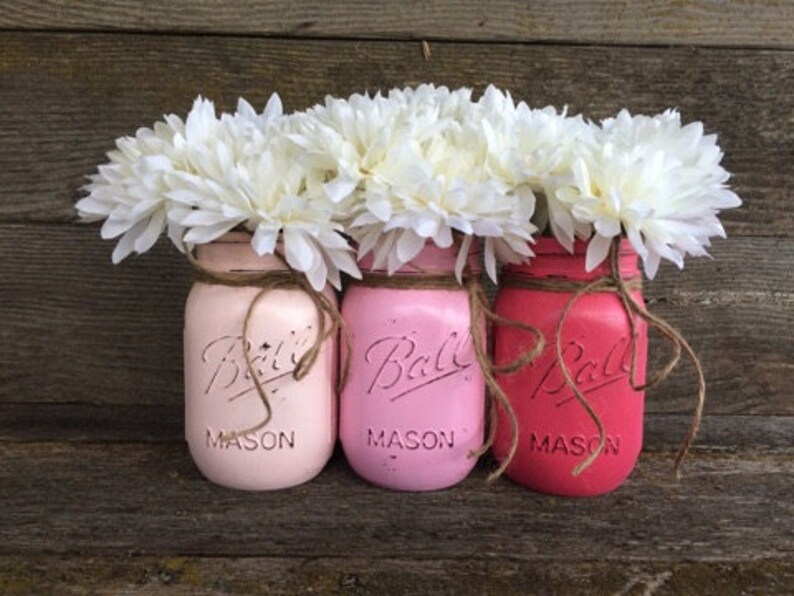 Pink Mason Jar Set Etsy