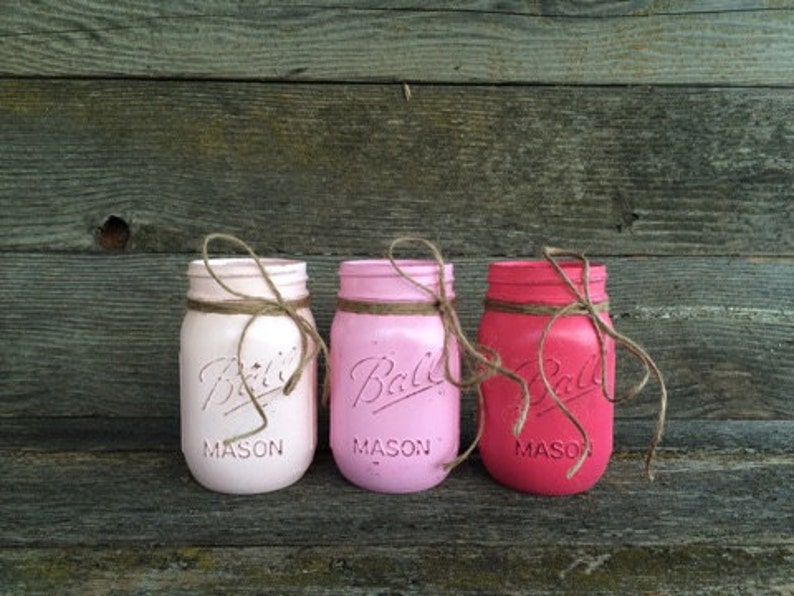 Pink Mason Jar Set Etsy
