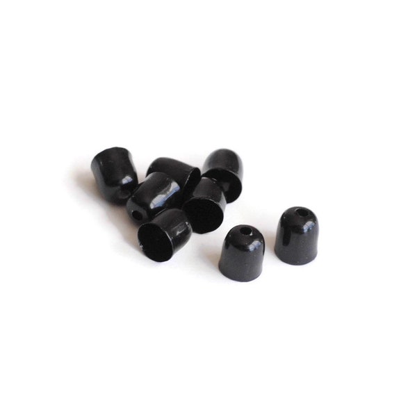 6mm End Cap Black Plated Raw Brass / Vintage Dead Stock / 5.5mm ID / QTY: 20