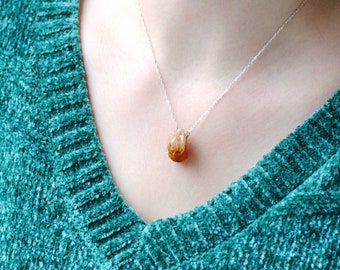 Rough Citrine Crystal Necklace // Sterling Silver // 18" Long