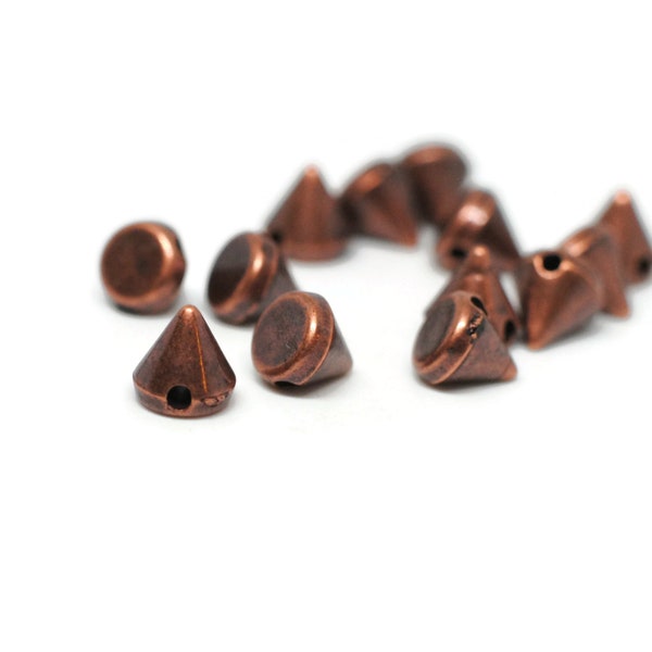 Vintage Metalized Antique Copper Plastic Spike Beads / 6mm / Sew-On Embellishment Bead / One Hole / QTY: 20 / S040