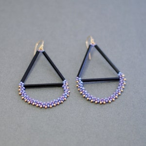 Lilac Beaded Geometric Chandelier Earrings // Seed Bead Earrings image 3