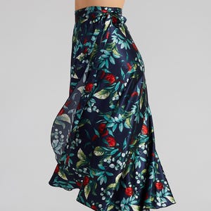 Satin Tango Skirt with Bow, Wrap Skirt, Flowing Dance Skirt, Ballroom & Swing Skirt – Design COCO