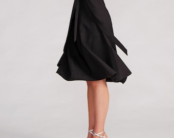 Gonna da tango nera avvolgente con fiocco – Elegante gonna da ballo da sala / COCO