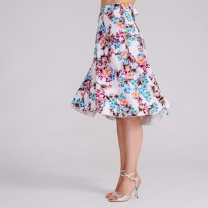 Rose Blossom Wrap Tango Skirt, Summer Dance Skirt with Bow, Swing & Flow Skirt – Design COCO