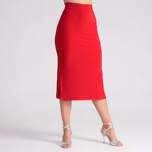 Size XS - Red Tango Skirt with Side Slits - Design MIA