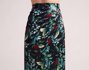 JULIET Satin Blossom Tango Skirt, Dance Skirt, Wrap Skirt for Swing or Tango Dancing in Floral Print