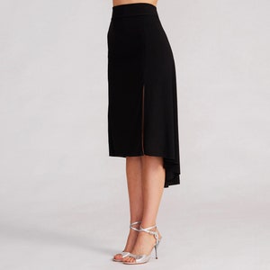 PAOLA Argentine Tango Skirt with Slit in Black, Dance Skirt, Ballroom Skirt, Fishtail Skirt, Tailed Skirt, Stretch Skirt image 4