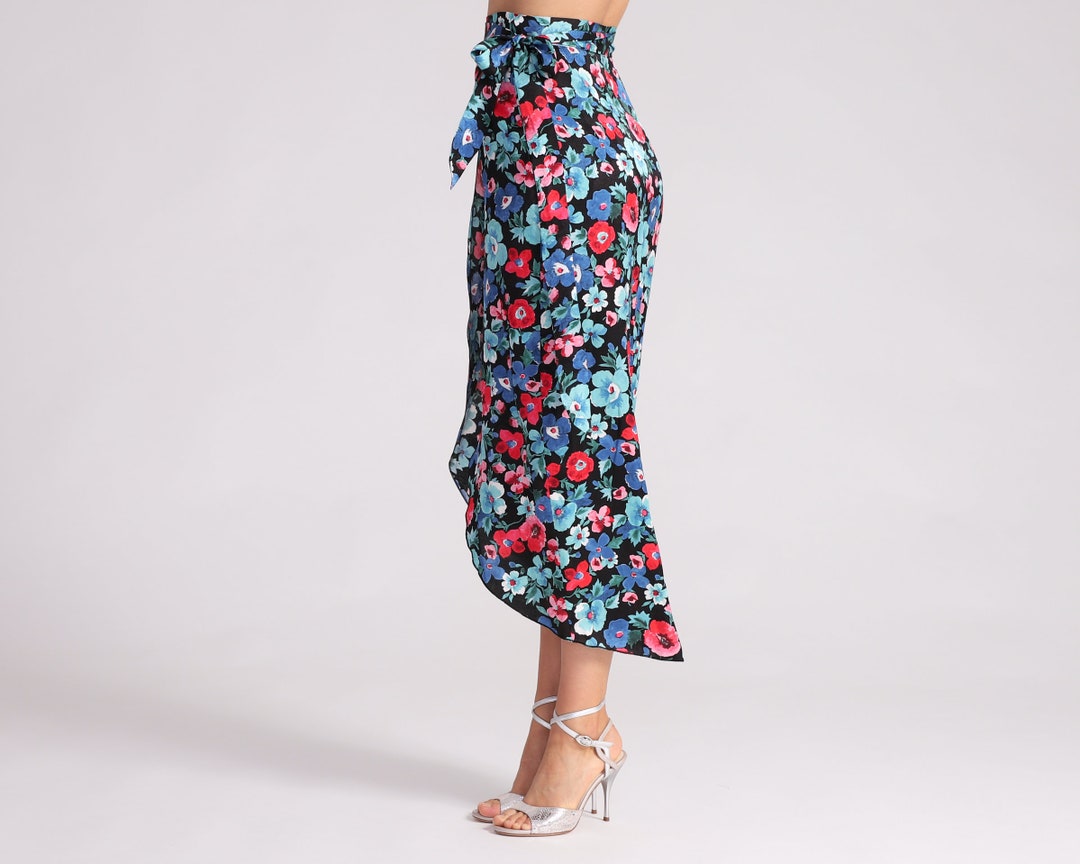 JULIET Poppy Print Wrap Skirt Tango Dance Skirt Wrap Skirt Etsy